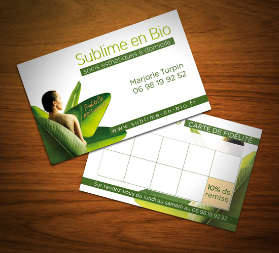 Sublime En Bio – réalisations de flyers & cartes de fidélité