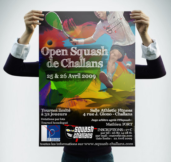 Squash Challans – réalisation affiche du 1er Open de Challans